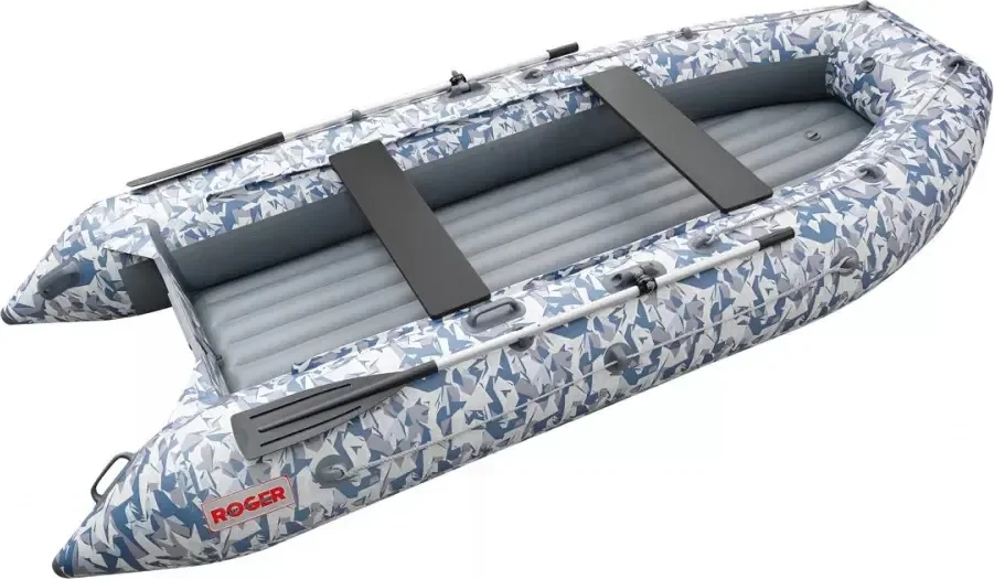 Надувная лодка Roger Boat Trofey 2900 (без киля, битое стекло/серый комби)