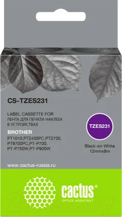 Картридж-лента Cactus TZe-S231 / CS-TZES231 (черный) — фото 1