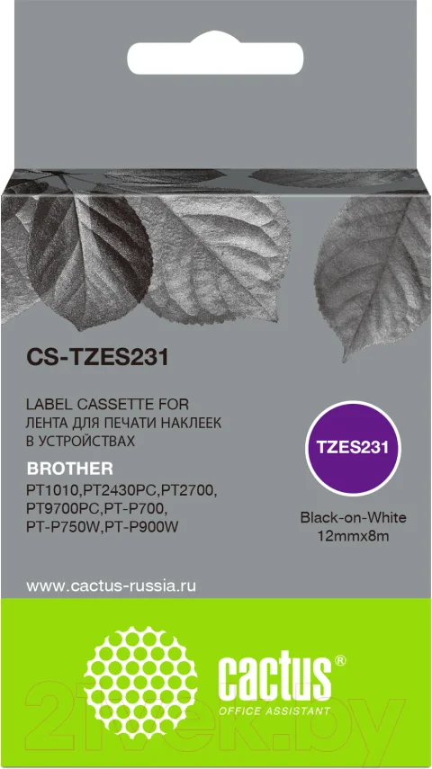 Картридж-лента Cactus TZe-S231 / CS-TZES231 (черный)