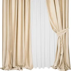 Комплект штор Mio Tesoro Velvet 150x260 + Гардина Soft Lines 306 400х270 (кремовый/белый лен) — фото 6