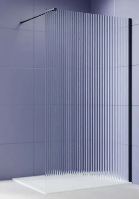 Душевая стенка Aquatek Walk in с держателем 120x200 / AQ.WI.120.2BL (черный/прозрачное рифленое стекло)