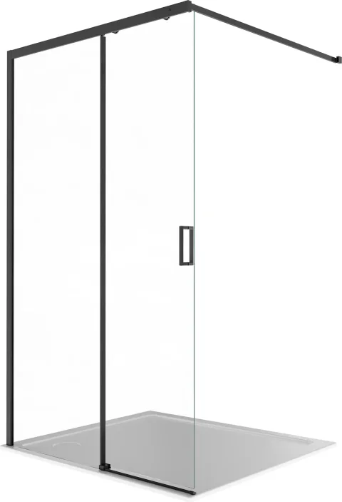 Душевая стенка Aquatek Walk in с держателем 120x200 / AQ.WISL.120.1BL (черный/прозрачное стекло)