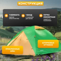 Палатка Sundays ZC-TT009-4P v2 (зеленый/желтый) — фото 3