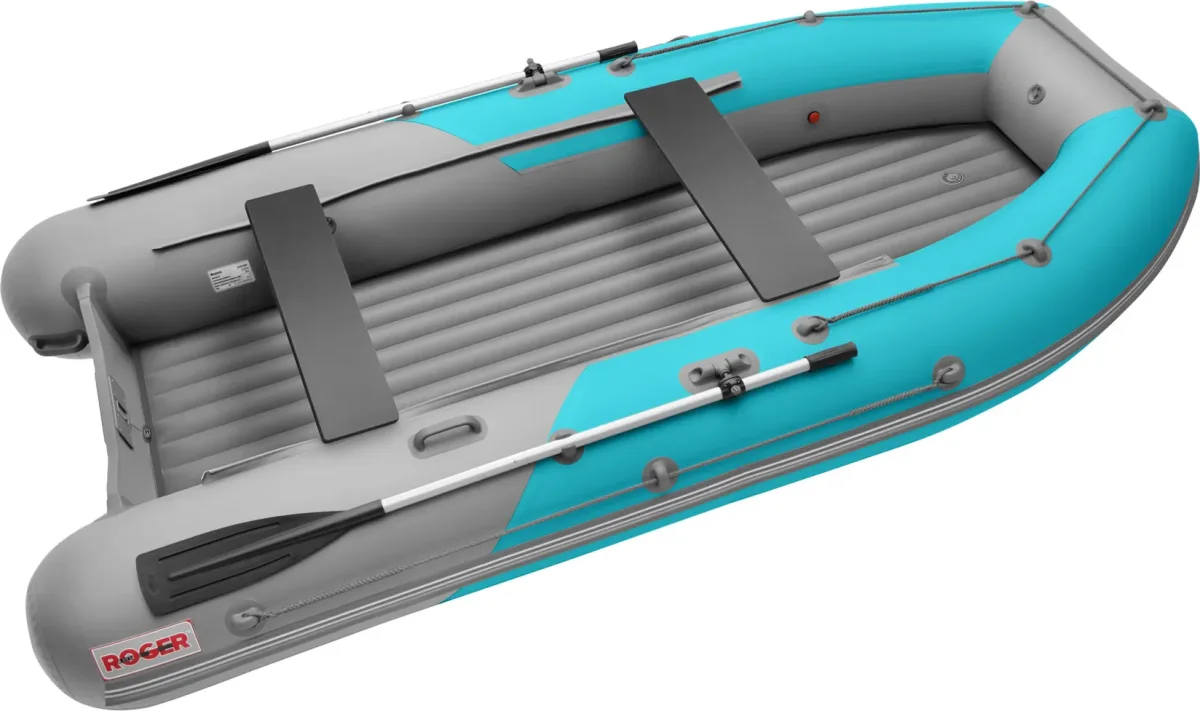Надувная лодка Roger Boat Zefir 3300 (малокилевой, бирюзовый/серый комби)