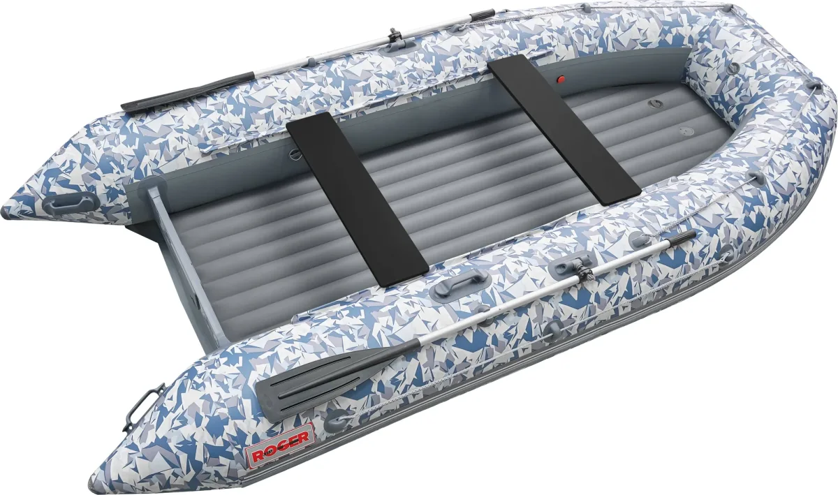 Надувная лодка Roger Boat Zefir 3700 (большой киль, битое стекло/серый комби)