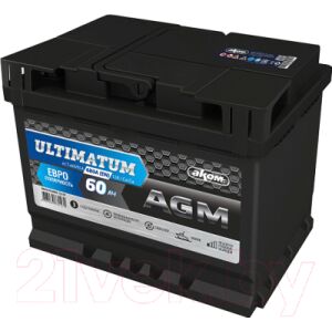 Автомобильный аккумулятор AKOM Ultimatum AGM Евро / 6СТ-60VRLA