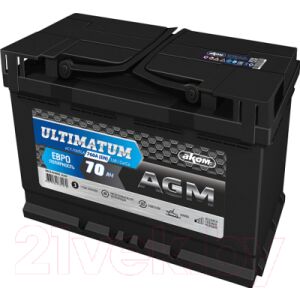 Автомобильный аккумулятор AKOM Ultimatum AGM Евро / 6СТ-70VRLA