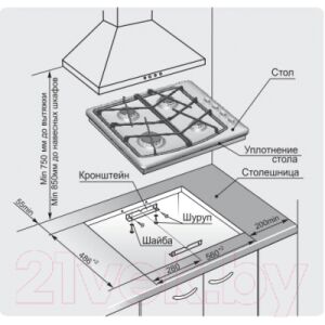 Газовая варочная панель Gefest 1211 К21