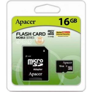 Карта памяти Apacer microSDHC UHS-I (Class 10) 16GB + адаптер (AP16GMCSH10U1-R)