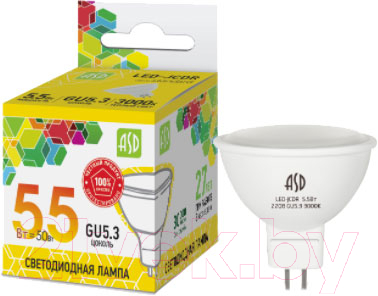 Лампа ASD LED JCDR 5.5Вт 230В GU5.3 3000К 495Лм Лампа ASD LED JCDR 5.5Вт 230В GU5.3 3000К 495Лм