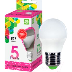 Лампа ASD LED Шар Standard 5Вт 230В Е27 6500К 450Лм