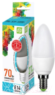 Лампа ASD LED Свеча Standard 7.5Вт 230В Е14 4000К 675Лм Лампа ASD LED Свеча Standard 7.5Вт 230В Е14 4000К 675Лм