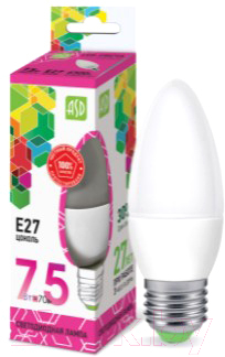 Лампа ASD LED Свеча Standard 7.5Вт 230В Е27 6500К 675Лм Лампа ASD LED Свеча Standard 7.5Вт 230В Е27 6500К 675Лм